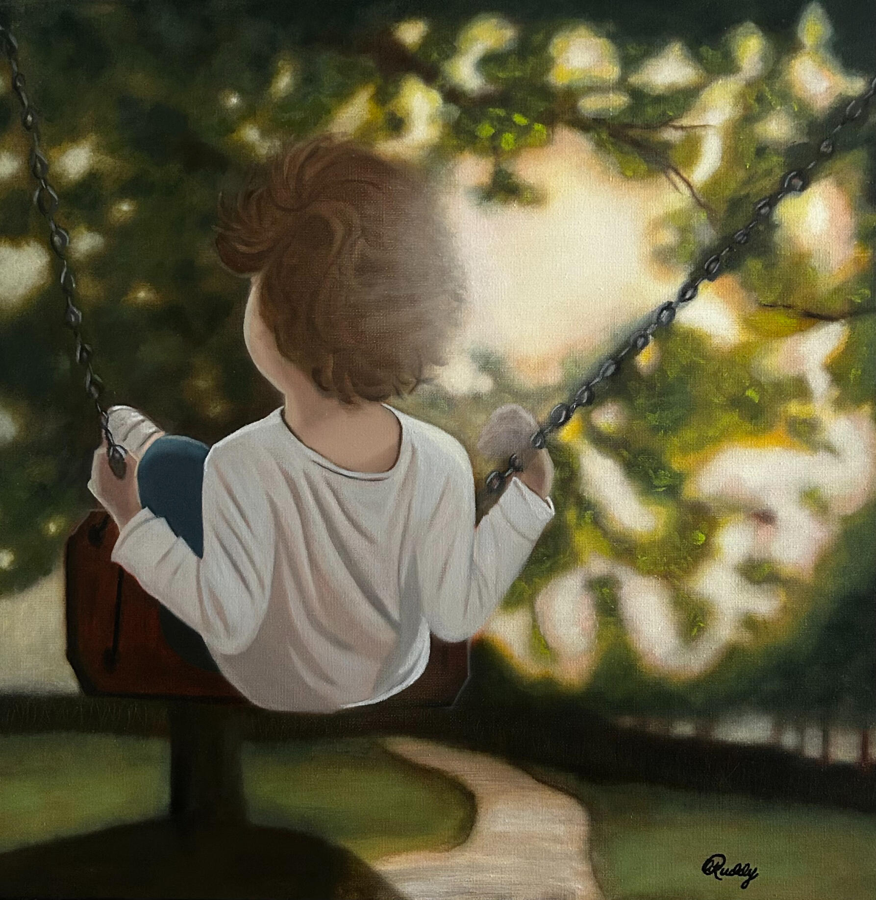 Chasing The Sun - 20x20 oil on canvas